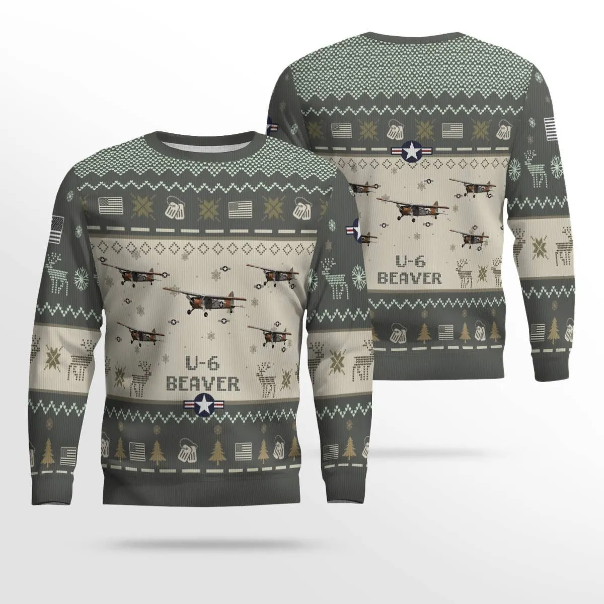 U-6 Beaver DHC-2 Beaver U6 DHC2_Aircraft Ugly Sweater, Ugly Sweater Christmas Shirt for Men Dad Veteran