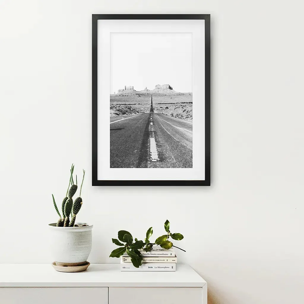 Utah Travel Black White Wall Art Print. Desert Road