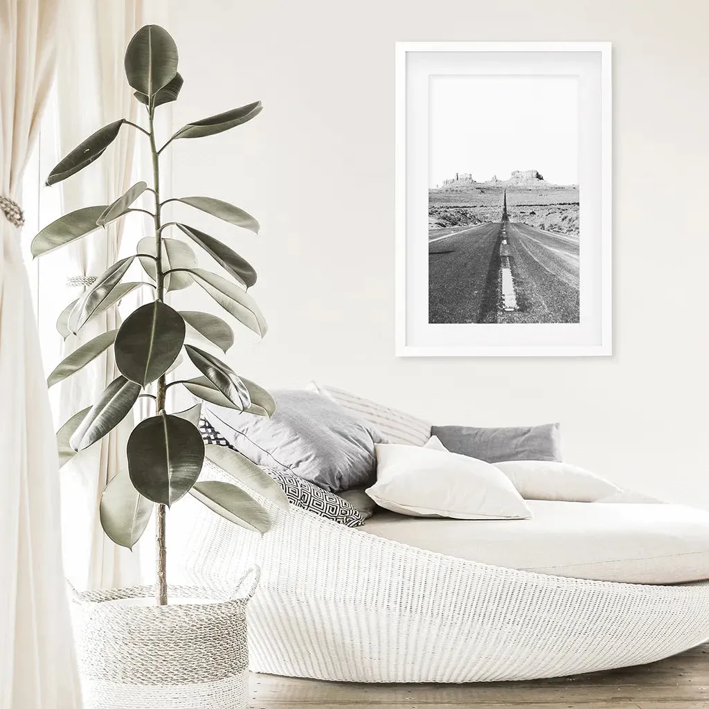 Utah Travel Black White Wall Art Print. Desert Road