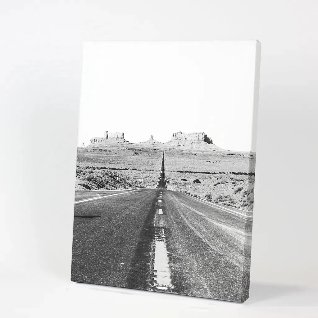 Utah Travel Black White Wall Art Print. Desert Road