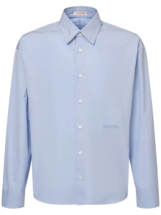 Valentino   Logo embroidery cotton poplin shirt 