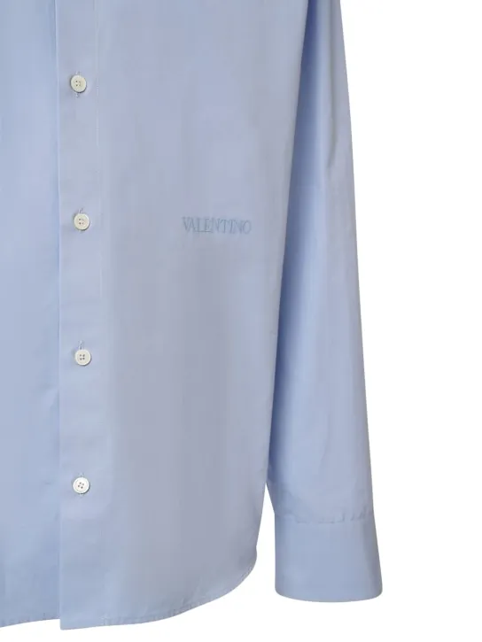 Valentino   Logo embroidery cotton poplin shirt 