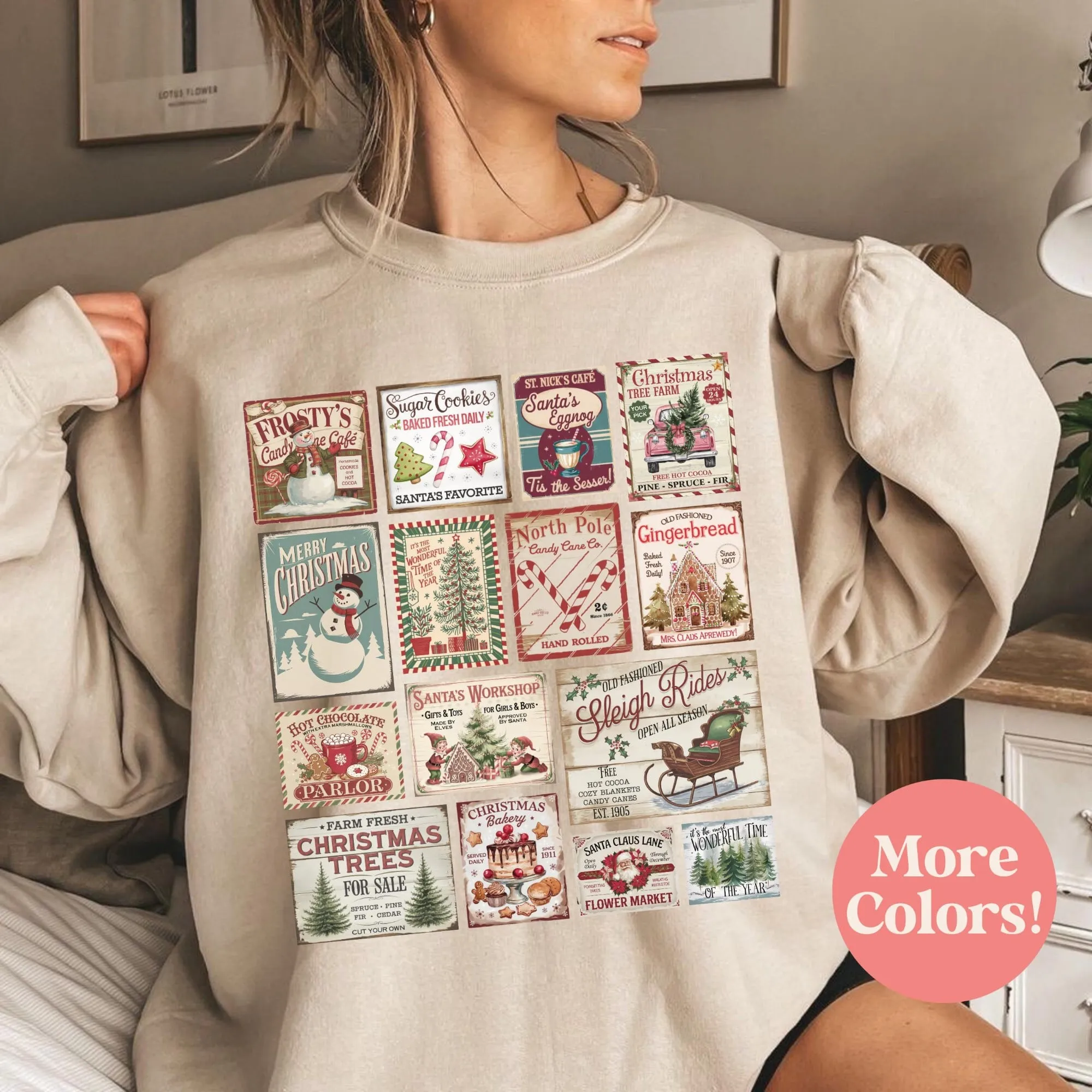 Vintage Christmas Patchwork Sweatshirt - Nostalgic and Festive Winter Style