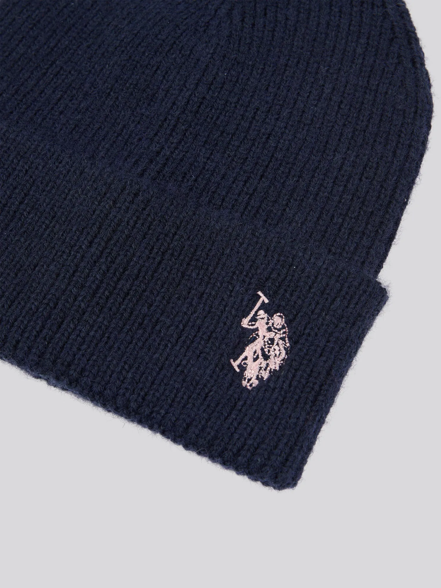 Womens Double Horsemen Knit Beanie in Navy Iris