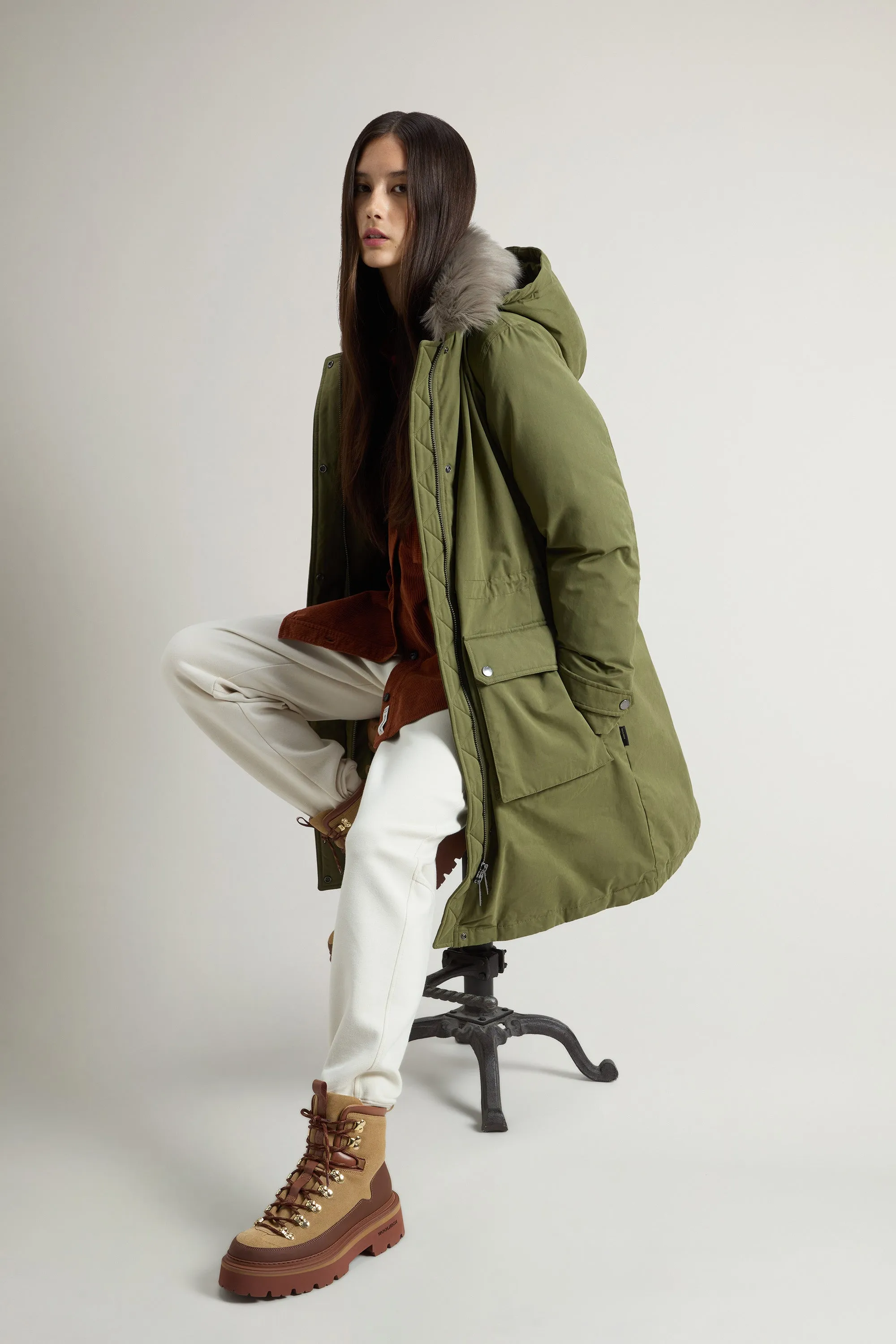 Woolrich Arctic Parka In Mountain Cloth Verde